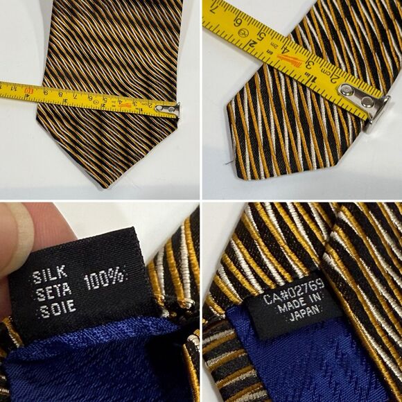Format Ultra Mens 100% Silk Striped Neck Tie Formal Wear Made in Japan - Picture 7 of 17